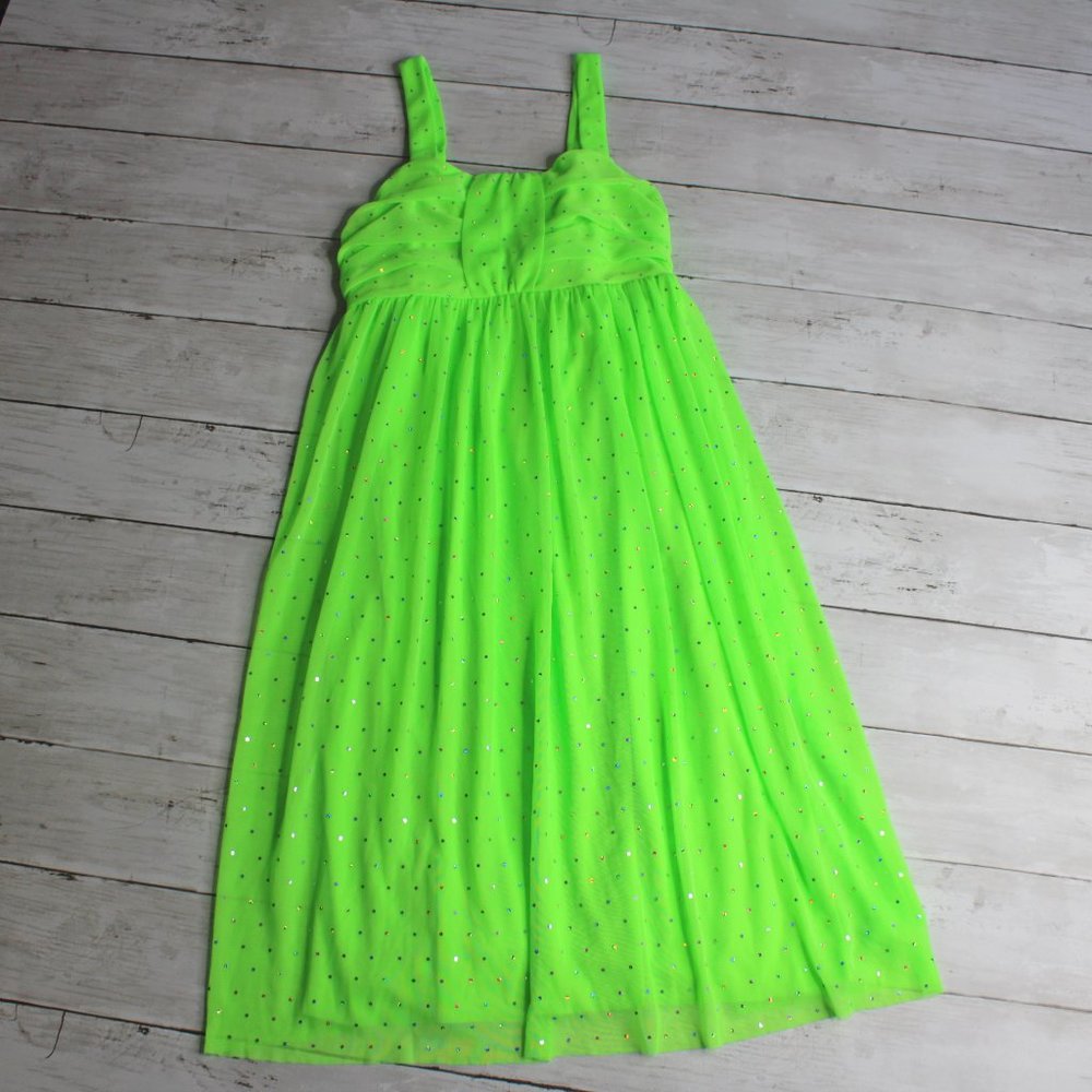 Emily West Girl Dress Size L 10 12 Neon Green